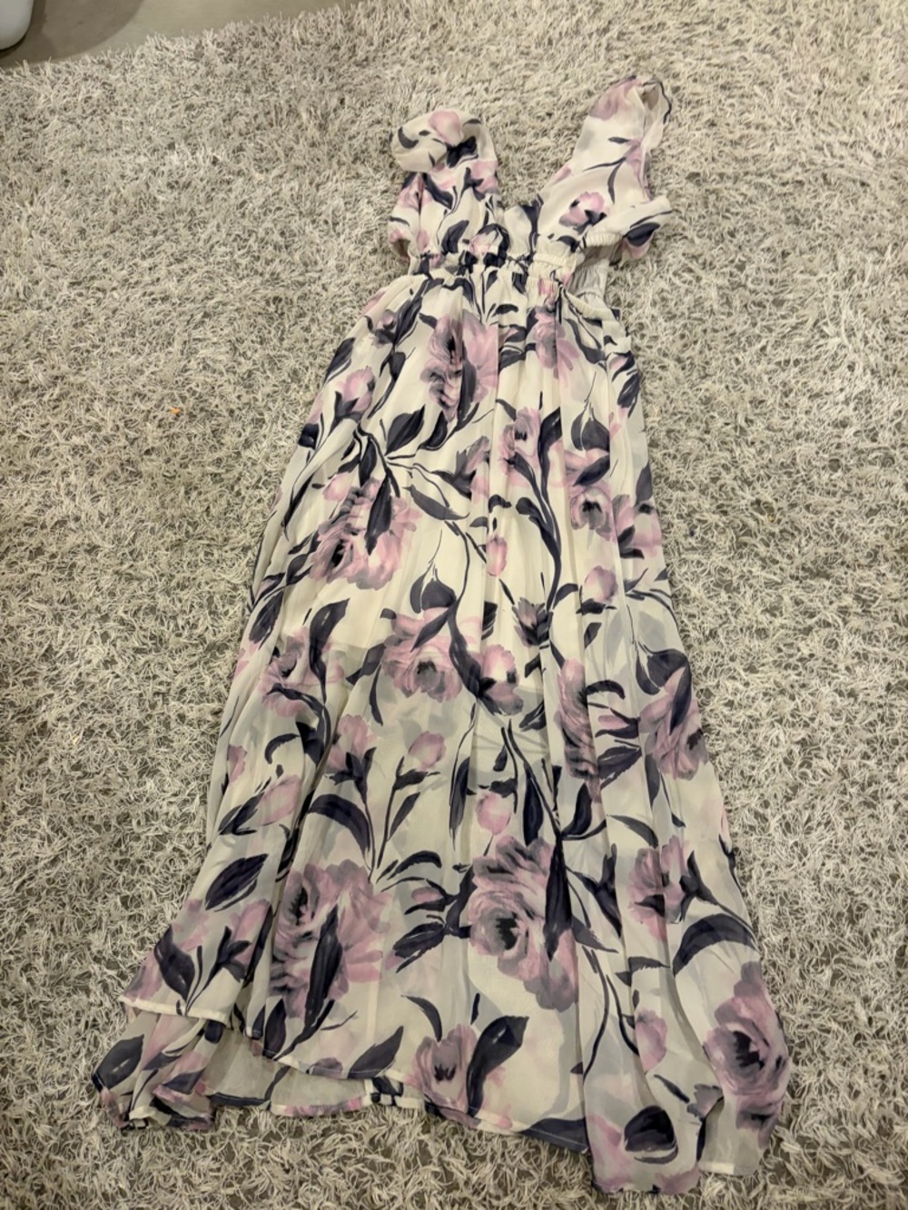 Sienna Sky Cream Maxi Dress with Pink & Black Floral Print